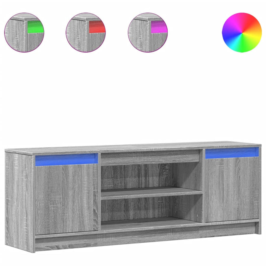 Tv-meubel met LED 139,5x34x50 cm bewerkt hout grijs sonoma
