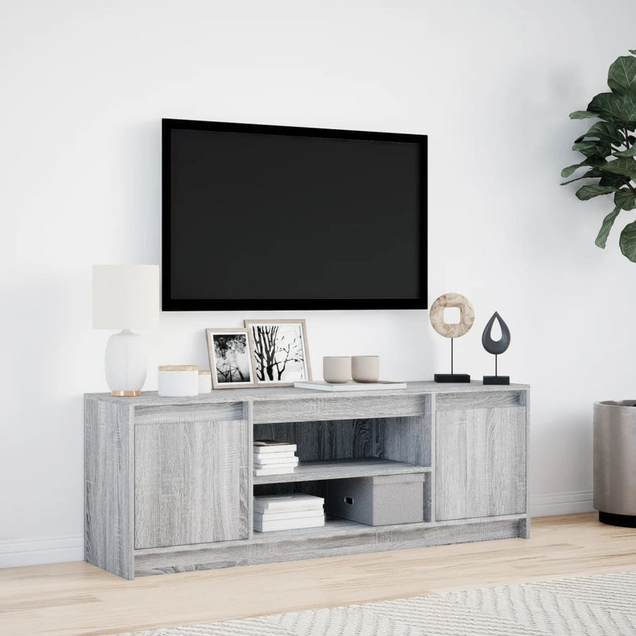 Tv-meubel met LED 139,5x34x50 cm bewerkt hout grijs sonoma