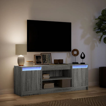 Tv-meubel met LED 139,5x34x50 cm bewerkt hout grijs sonoma