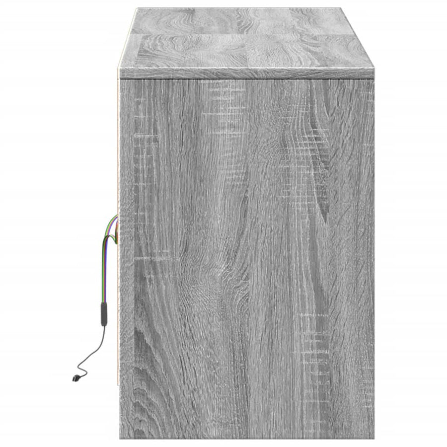 Tv-meubel met LED 139,5x34x50 cm bewerkt hout grijs sonoma
