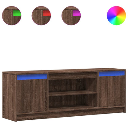 Tv-meubel met LED 139,5x34x50 cm bewerkt hout bruin eikenkleur