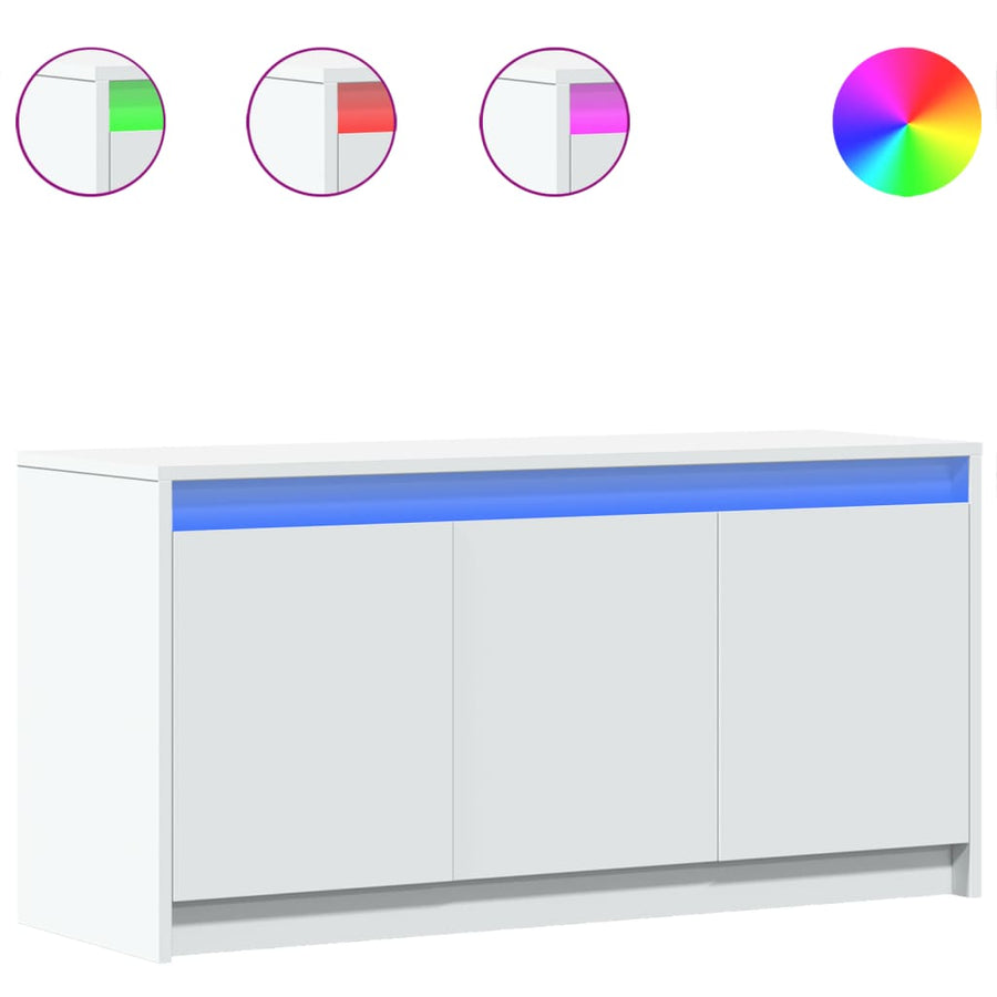 Tv-Meubel Met Led 100X34X50 Cm Bewerkt Hout Wit