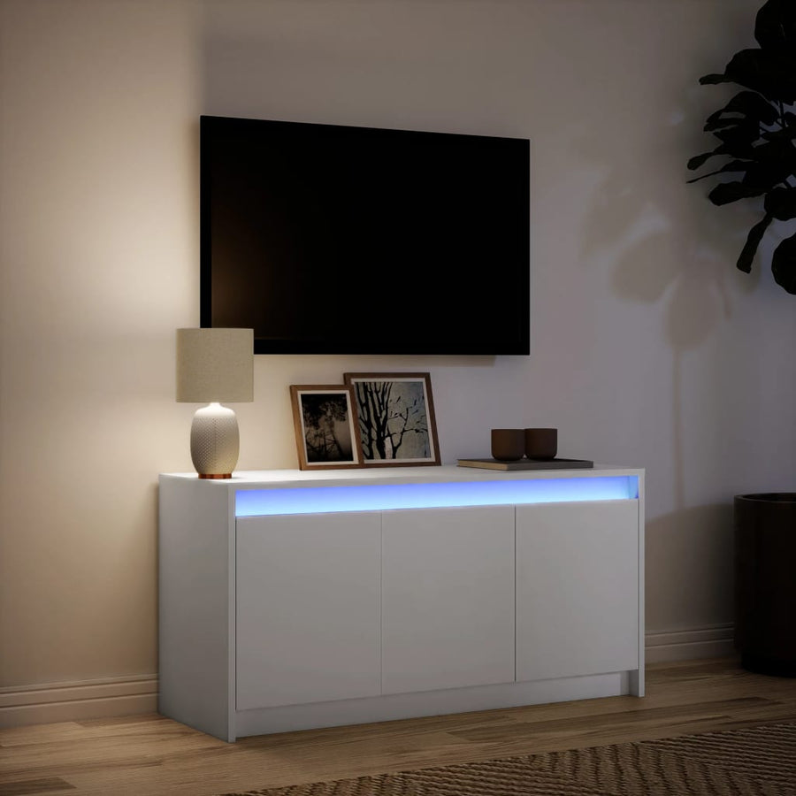 Tv-Meubel Met Led 100X34X50 Cm Bewerkt Hout Wit