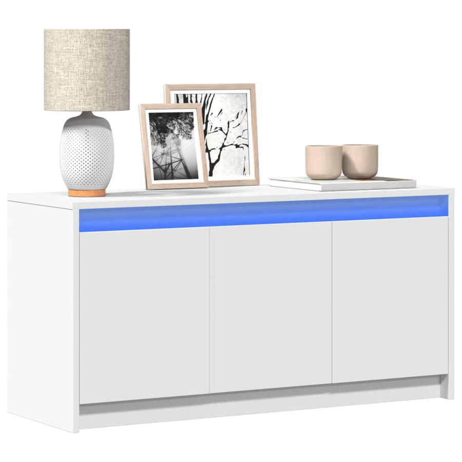 Tv-Meubel Met Led 100X34X50 Cm Bewerkt Hout Wit