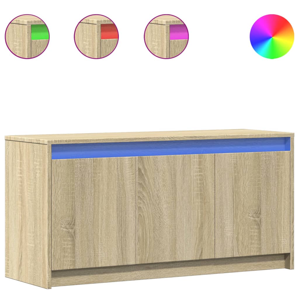 Tv-Meubel Met Led 100X34X50 Cm Bewerkt Hout Kleurig Sonoma eiken