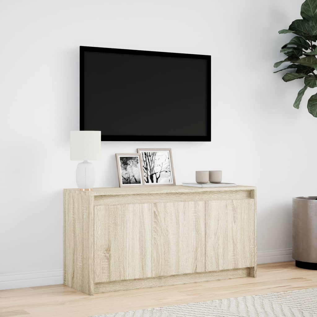 Tv-Meubel Met Led 100X34X50 Cm Bewerkt Hout Kleurig Sonoma eiken
