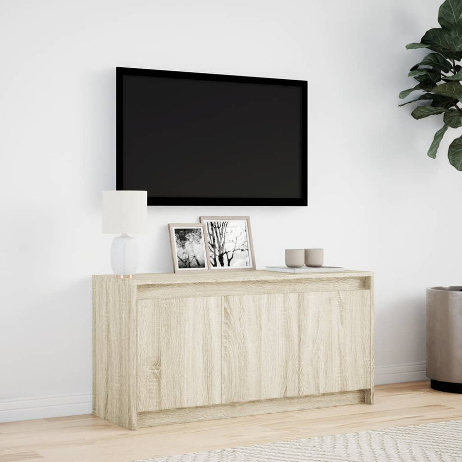 Tv-Meubel Met Led 100X34X50 Cm Bewerkt Hout Kleurig Sonoma eiken