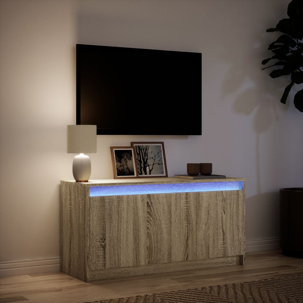 Tv-Meubel Met Led 100X34X50 Cm Bewerkt Hout Kleurig Sonoma eiken