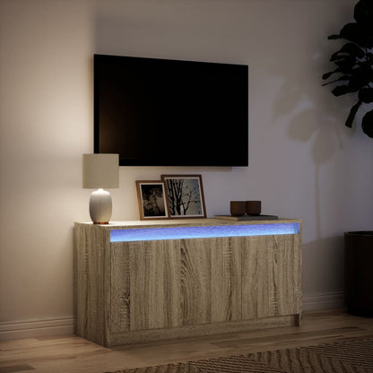 Tv-Meubel Met Led 100X34X50 Cm Bewerkt Hout Kleurig Sonoma eiken