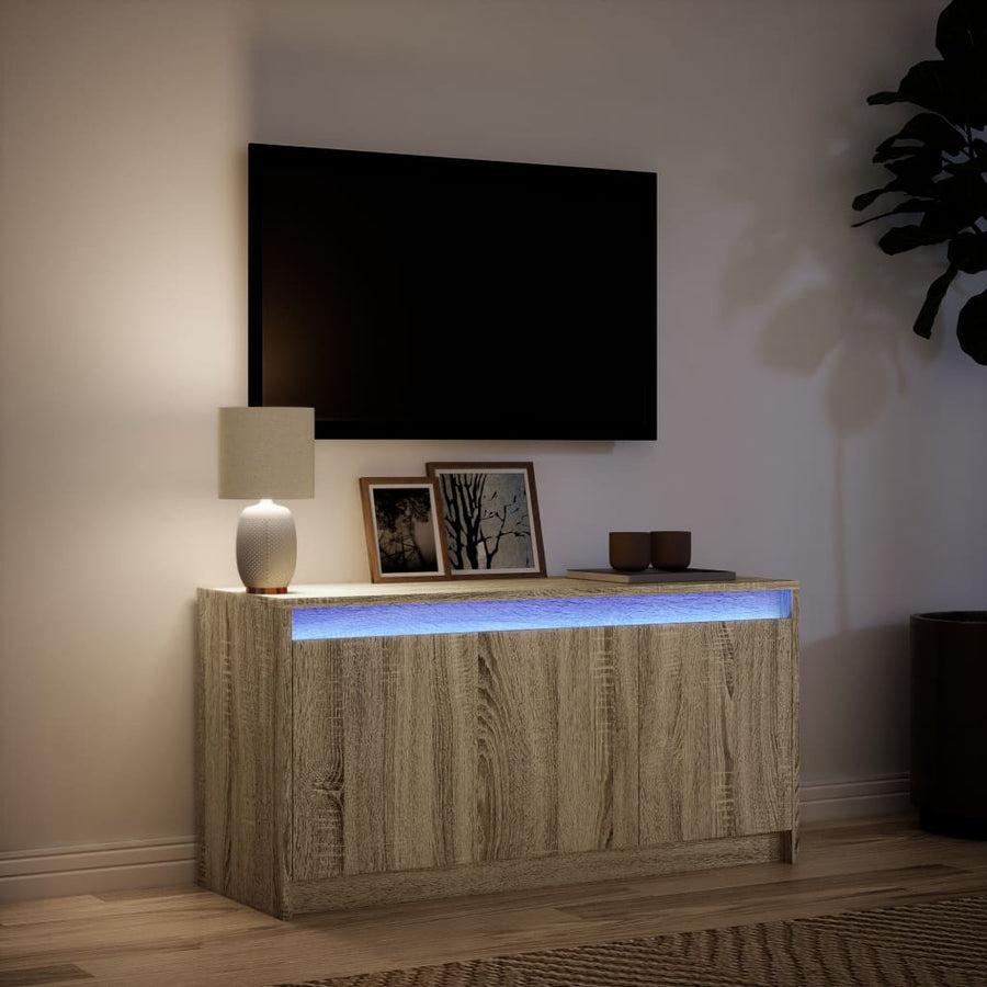 Tv-Meubel Met Led 100X34X50 Cm Bewerkt Hout Kleurig Sonoma eiken