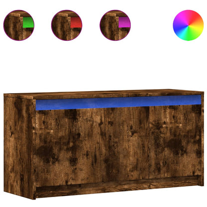 Tv-meubel met LED 100x34x50 cm bewerkt hout gerookt eikenkleur