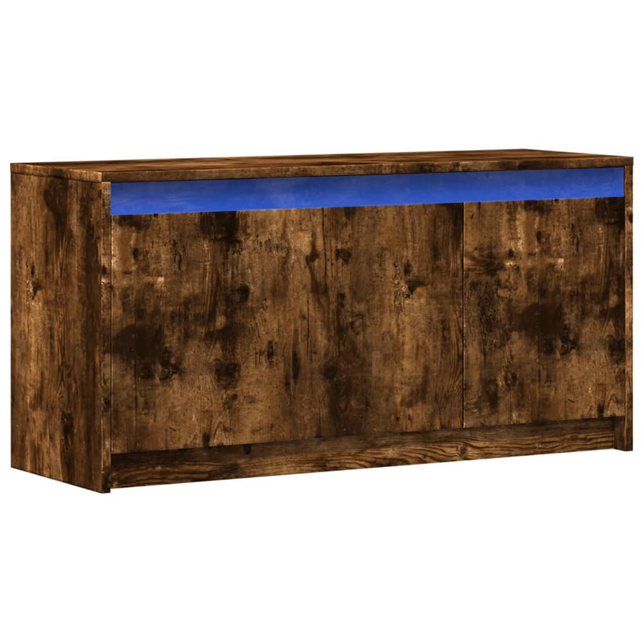 Tv-meubel met LED 100x34x50 cm bewerkt hout gerookt eikenkleur