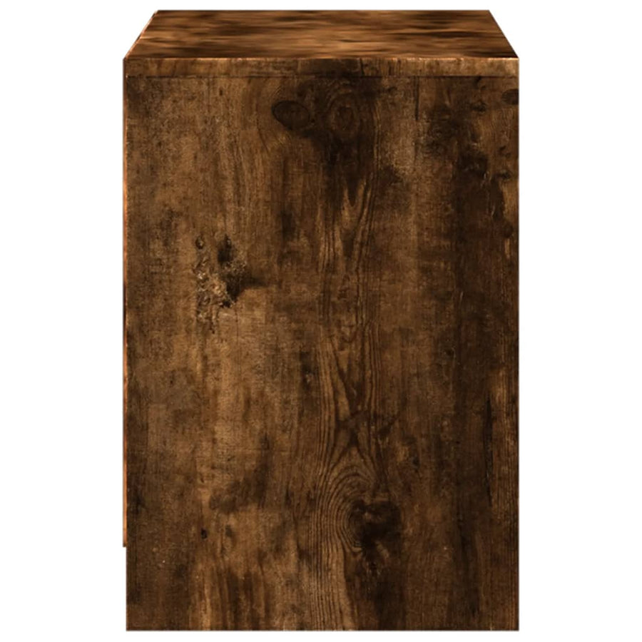 Tv-meubel met LED 100x34x50 cm bewerkt hout gerookt eikenkleur