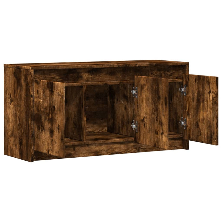 Tv-meubel met LED 100x34x50 cm bewerkt hout gerookt eikenkleur