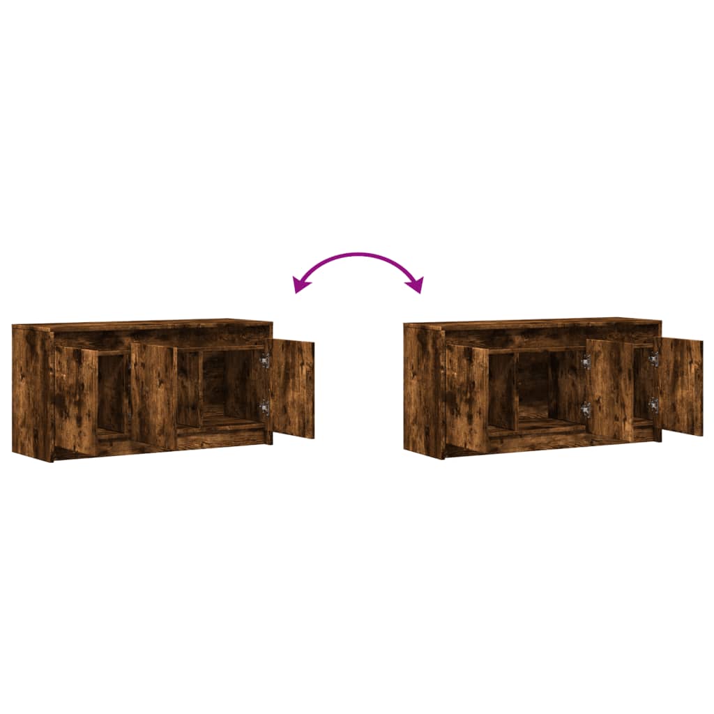 Tv-meubel met LED 100x34x50 cm bewerkt hout gerookt eikenkleur