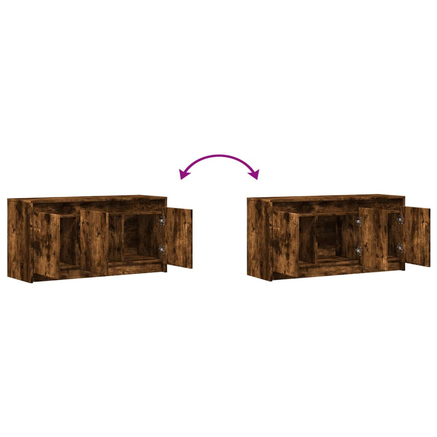Tv-meubel met LED 100x34x50 cm bewerkt hout gerookt eikenkleur