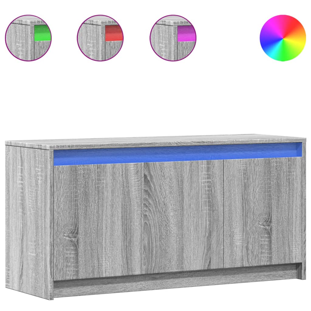 Tv-Meubel Met Led 100X34X50 Cm Bewerkt Hout Grijs Sonoma Eiken