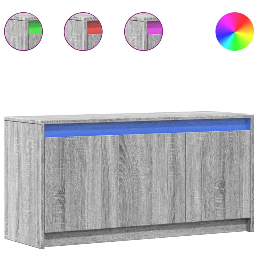 Tv-Meubel Met Led 100X34X50 Cm Bewerkt Hout Grijs Sonoma Eiken