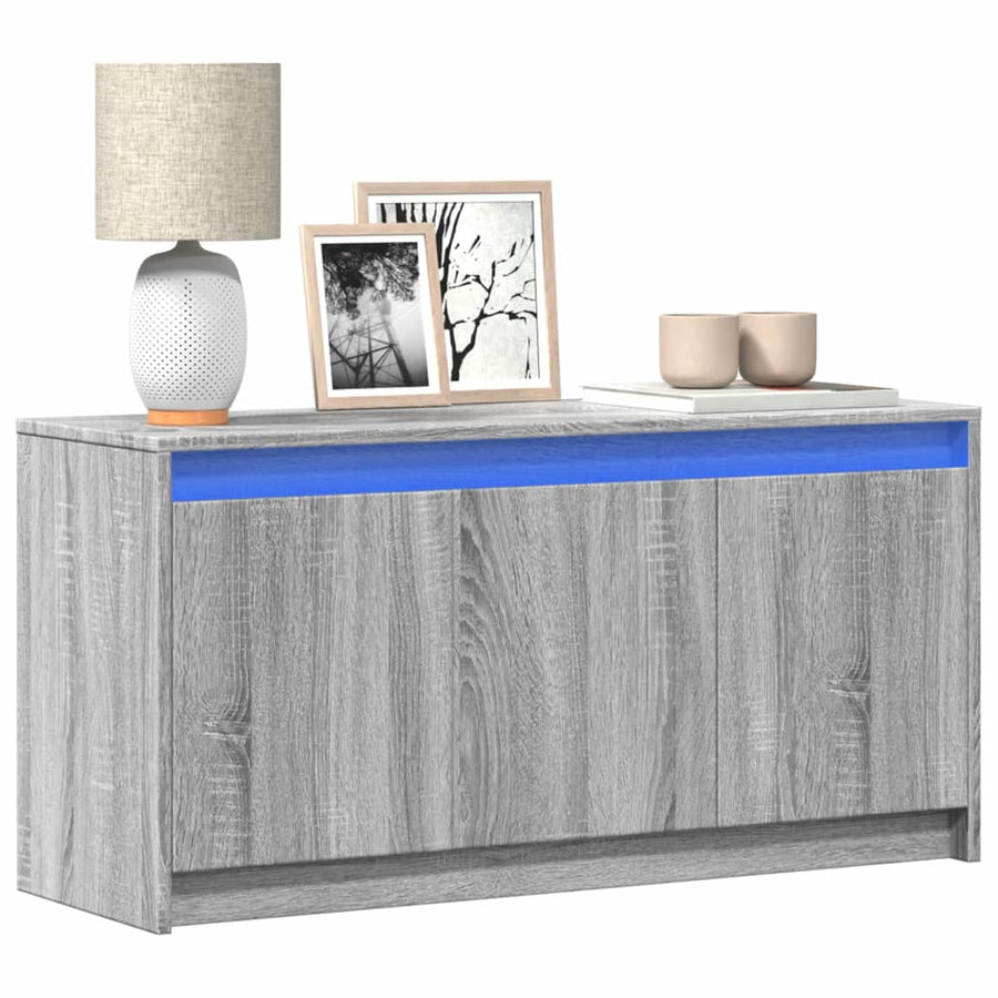 Tv-Meubel Met Led 100X34X50 Cm Bewerkt Hout Grijs Sonoma Eiken