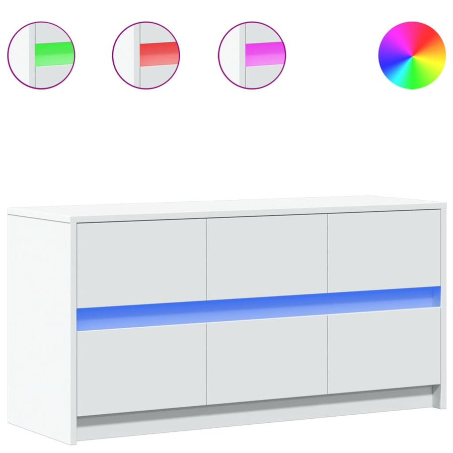 Tv-meubel met LED 100x34x50 cm bewerkt hout wit
