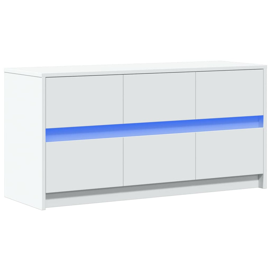 Tv-meubel met LED 100x34x50 cm bewerkt hout wit