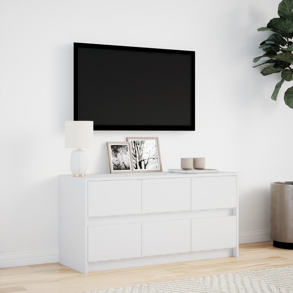 Tv-meubel met LED 100x34x50 cm bewerkt hout wit