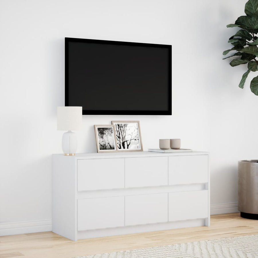 Tv-meubel met LED 100x34x50 cm bewerkt hout wit