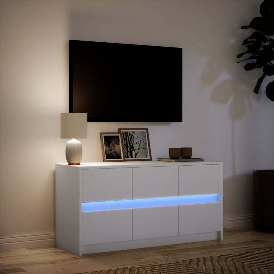 Tv-meubel met LED 100x34x50 cm bewerkt hout wit