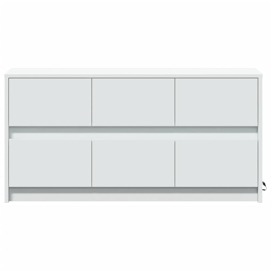 Tv-meubel met LED 100x34x50 cm bewerkt hout wit