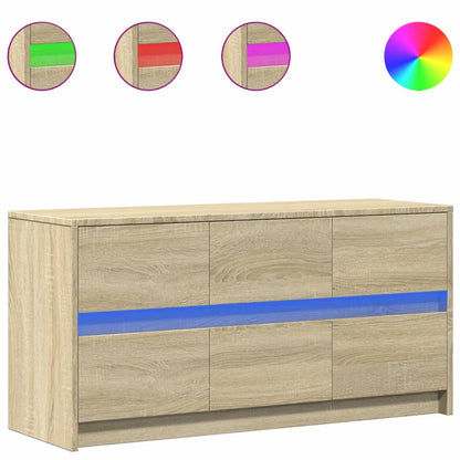 Tv-meubel met LED 100x34x50 cm bewerkt hout sonoma eikenkleurig