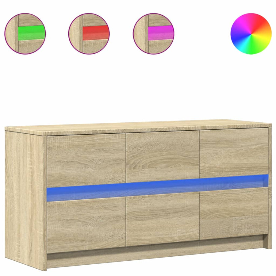 Tv-meubel met LED 100x34x50 cm bewerkt hout sonoma eikenkleurig