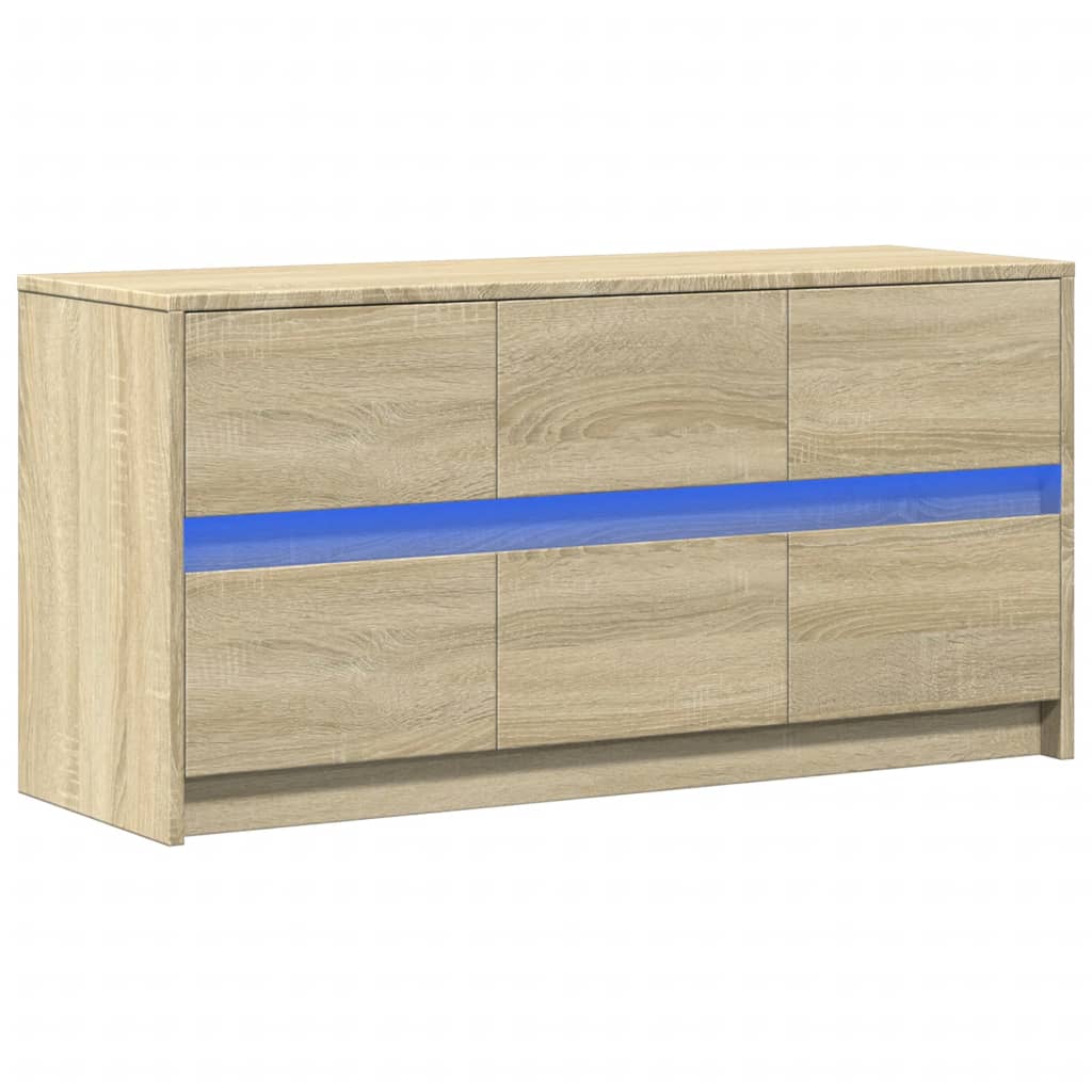 Tv-meubel met LED 100x34x50 cm bewerkt hout sonoma eikenkleurig