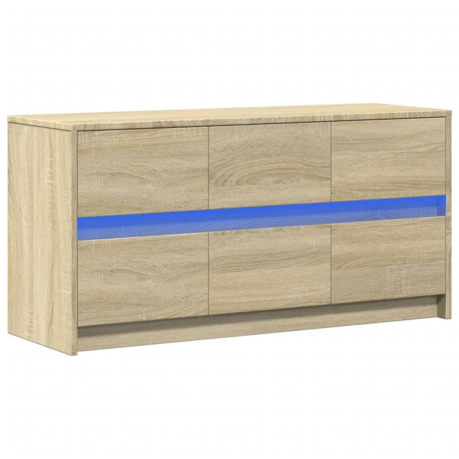 Tv-meubel met LED 100x34x50 cm bewerkt hout sonoma eikenkleurig