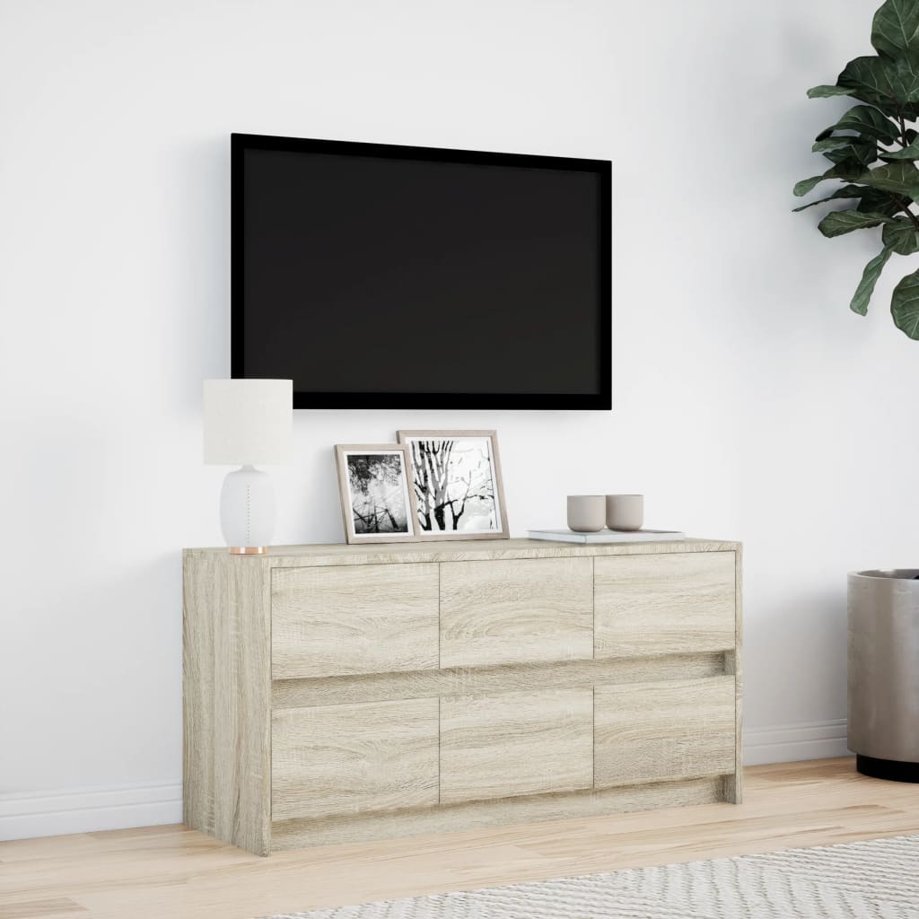 Tv-meubel met LED 100x34x50 cm bewerkt hout sonoma eikenkleurig