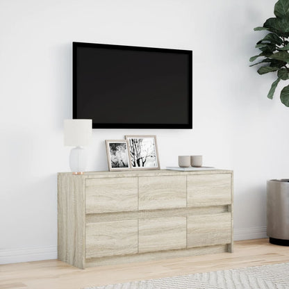 Tv-meubel met LED 100x34x50 cm bewerkt hout sonoma eikenkleurig
