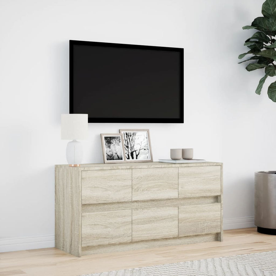 Tv-meubel met LED 100x34x50 cm bewerkt hout sonoma eikenkleurig