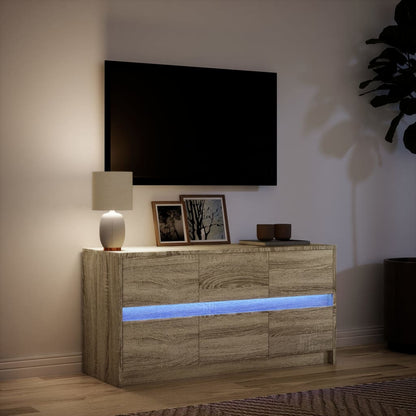 Tv-meubel met LED 100x34x50 cm bewerkt hout sonoma eikenkleurig