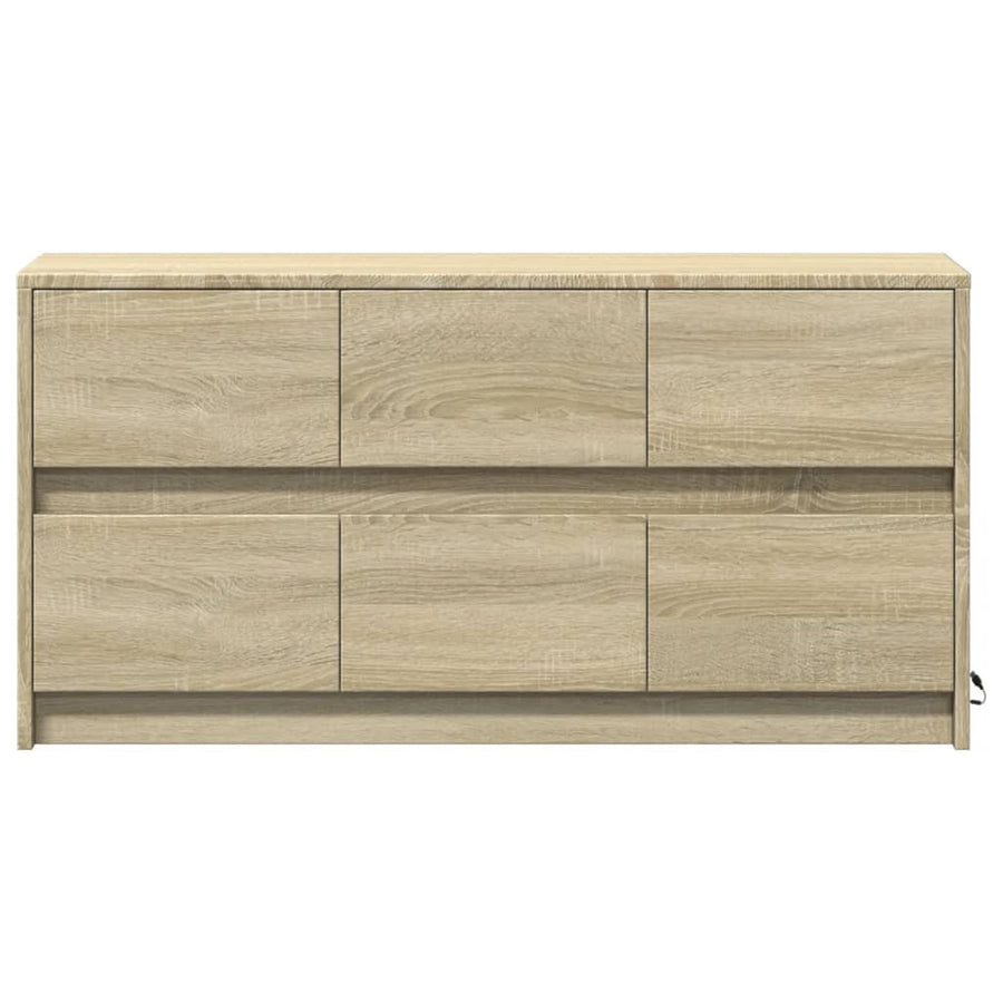 Tv-meubel met LED 100x34x50 cm bewerkt hout sonoma eikenkleurig