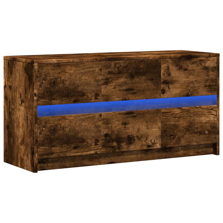 Tv-meubel met LED 100x34x50 cm bewerkt hout gerookt eikenkleur