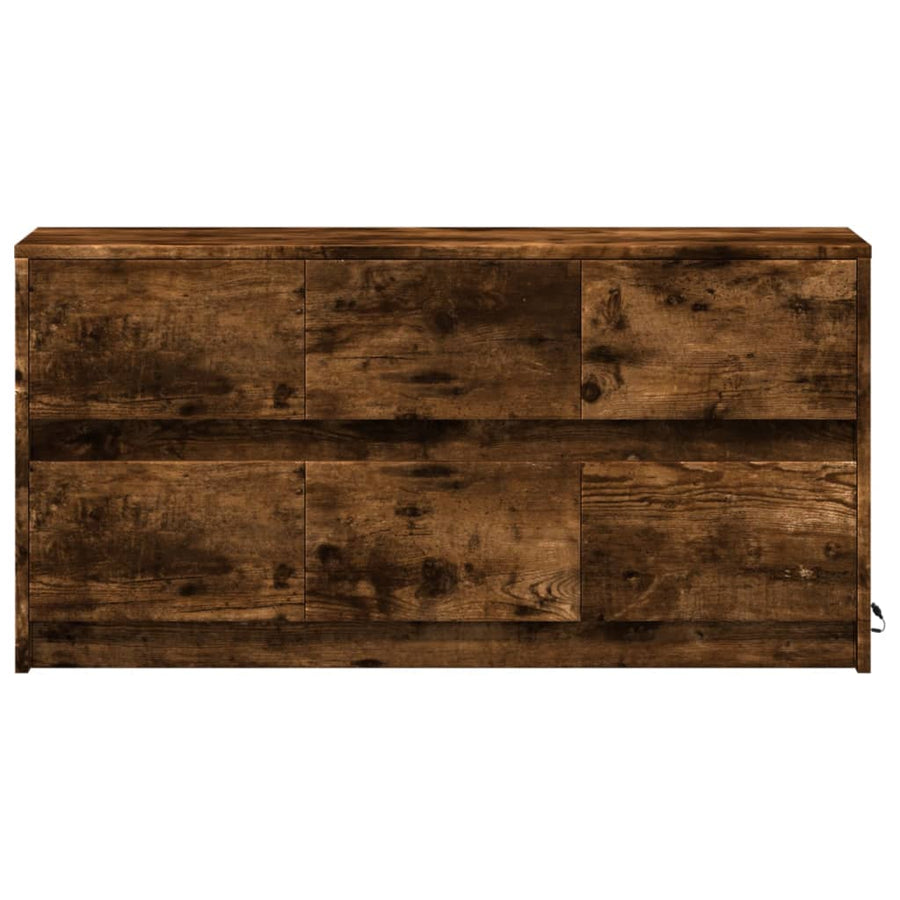 Tv-meubel met LED 100x34x50 cm bewerkt hout gerookt eikenkleur