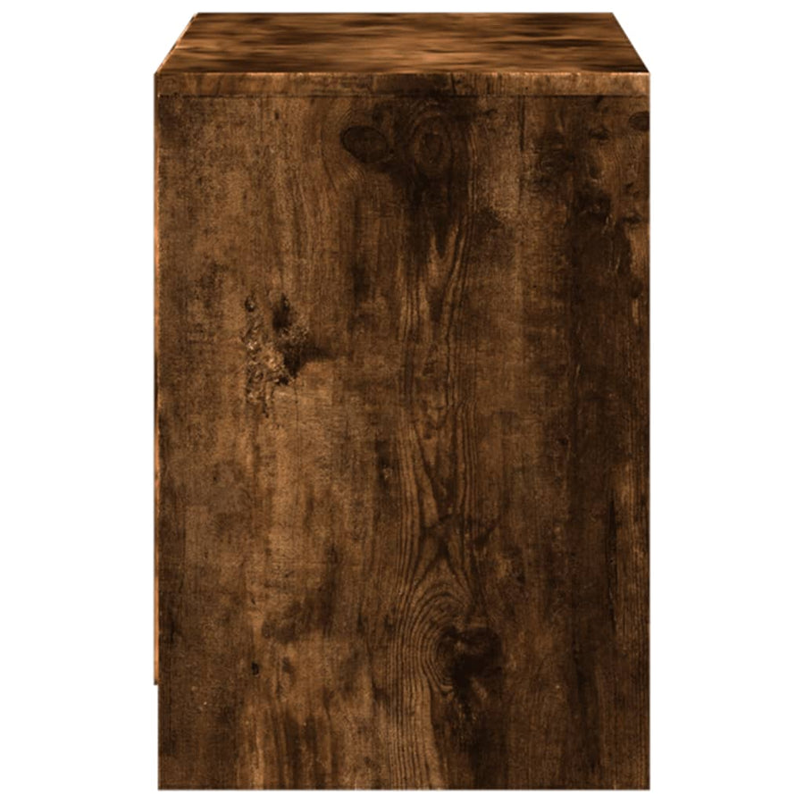 Tv-meubel met LED 100x34x50 cm bewerkt hout gerookt eikenkleur