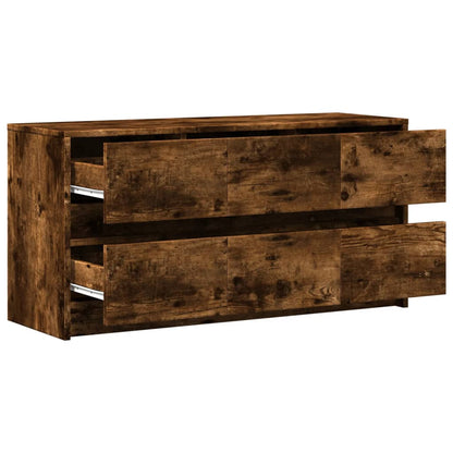 Tv-meubel met LED 100x34x50 cm bewerkt hout gerookt eikenkleur