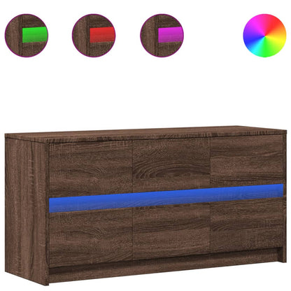 Tv-meubel met LED 100x34x50 cm bewerkt hout bruin eikenkleurig
