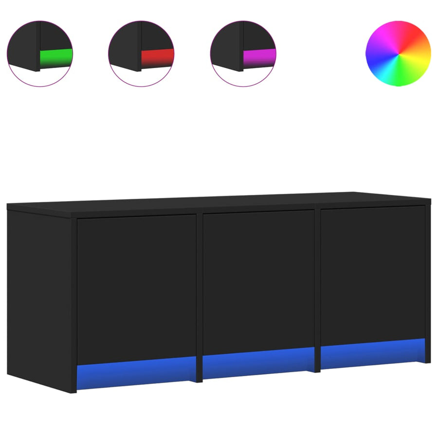 Tv-meubel met LED 97x34x40 cm bewerkt hout zwart