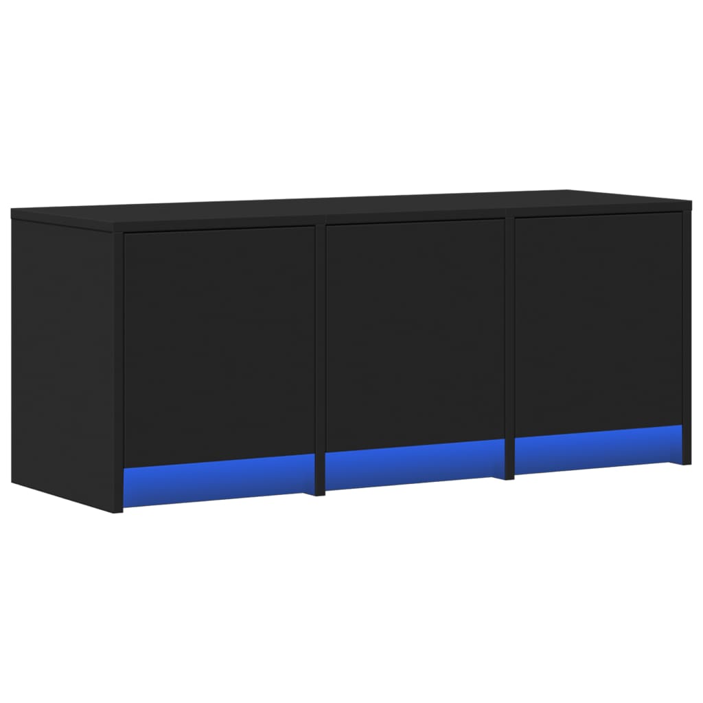 Tv-meubel met LED 97x34x40 cm bewerkt hout zwart