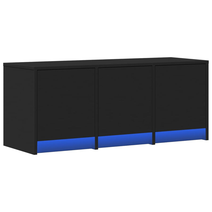 Tv-meubel met LED 97x34x40 cm bewerkt hout zwart