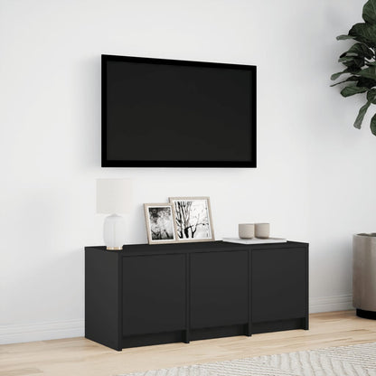 Tv-meubel met LED 97x34x40 cm bewerkt hout zwart