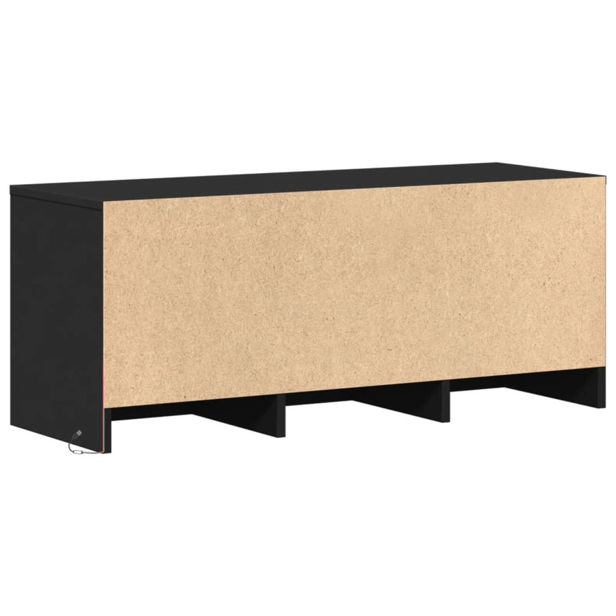 Tv-meubel met LED 97x34x40 cm bewerkt hout zwart