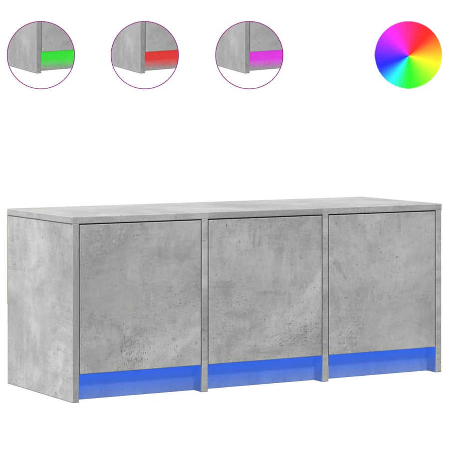 Tv-meubel met LED 97x34x40 cm bewerkt hout betongrijs