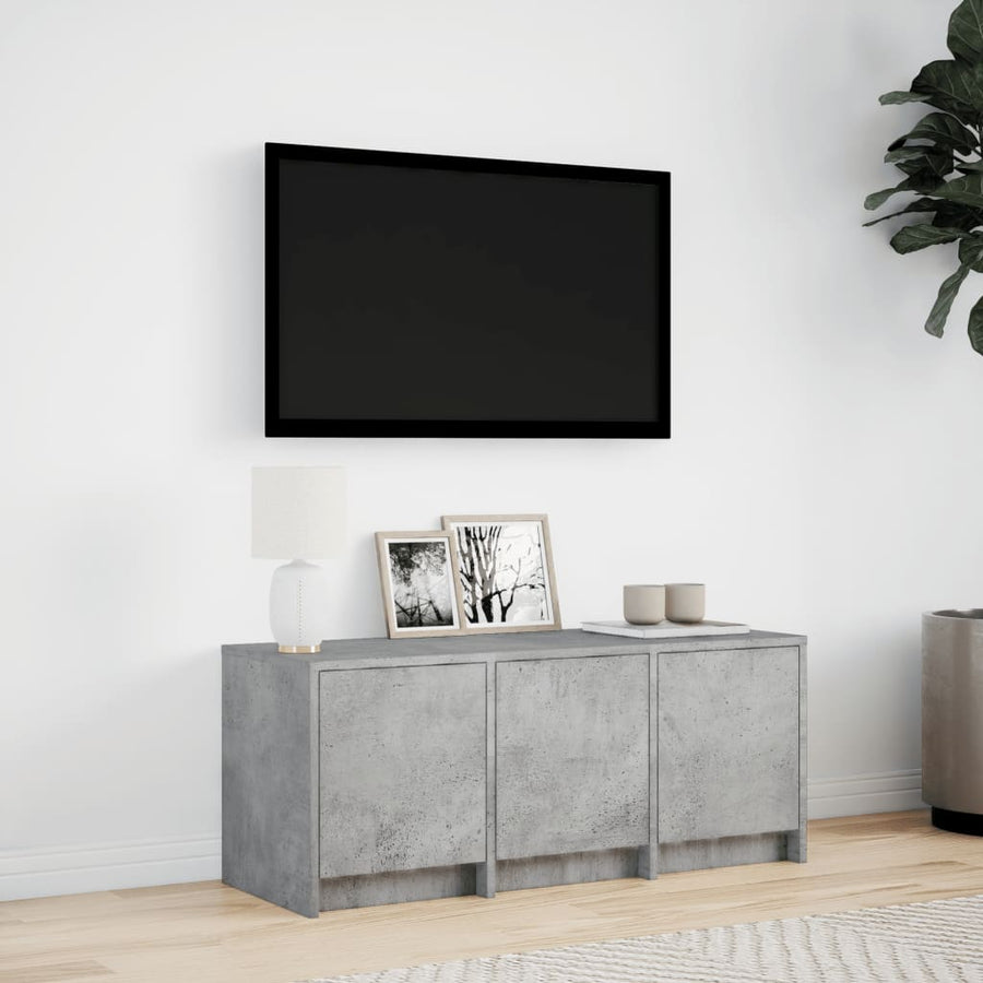 Tv-meubel met LED 97x34x40 cm bewerkt hout betongrijs